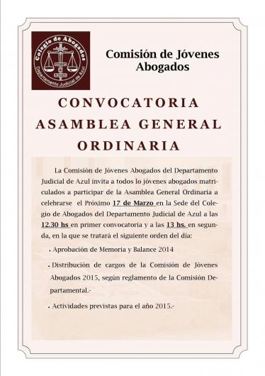 CONVOCATORIA A ASAMBLEA GENERAL ORDINARIA