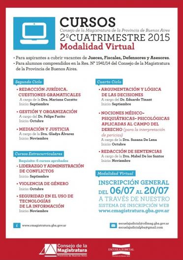 Inscripción abierta a los Cursos de la Escuela Judicial
