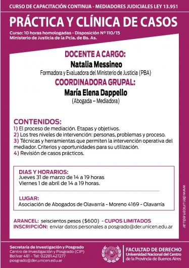 CURSO “PRÁCTICA Y CLÍNICA DE CASOS” EN OLAVARRÍA