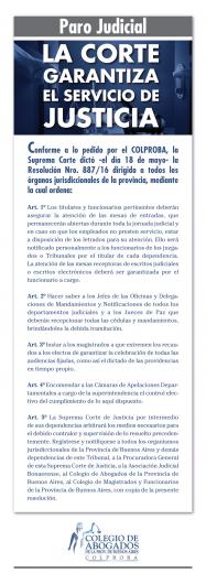 PARO JUDICIAL: LA CORTE GARANTIZARA EL SERVICIO DE JUSTICIA