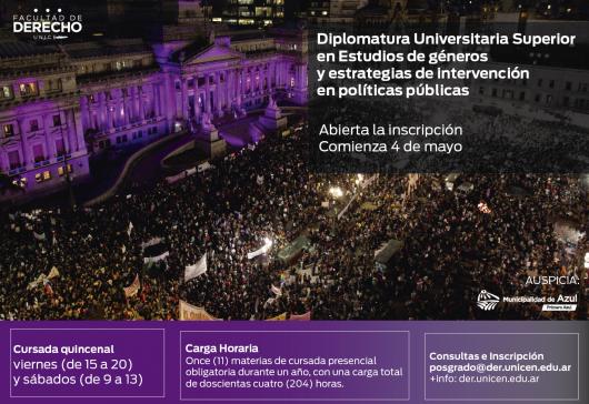 Abierta la inscripción a Diplomatura Universitaria Superior en Estudios de géneros y estrategias de 