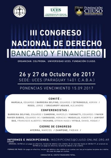 III CONGRESO NACIONAL DE DERECHO BANCARIO Y FINANCIERO
