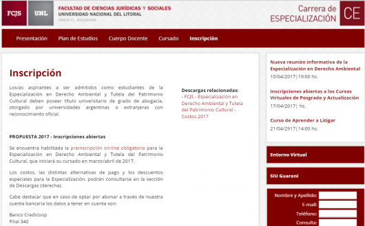 ESPECIALIZACIÓN EN DERECHO AMBIENTAL Y  TUTELA DEL PATRIMONIO CULTURAL