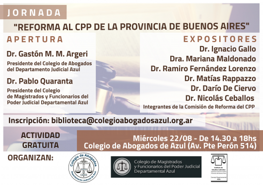 JORNADA: “REFORMA AL CPP DE LA PROVINCIA DE BUENOS AIRES"
