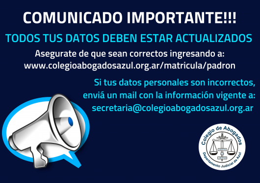 Tus datos personales deben estar actualizados.