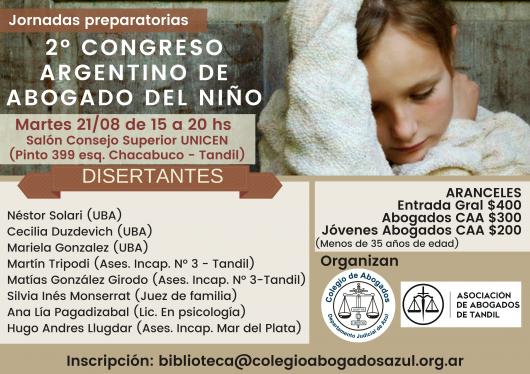 JORNADAS PREPARATORIAS: 2° CONGRESO ARGENTINO DE ABOGADO DEL NIÑO